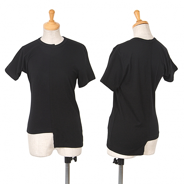 【SALE】コムデギャルソンCOMME des GARCONS アシンメトリー裁ち切り替えデザインTシャツ 黒S