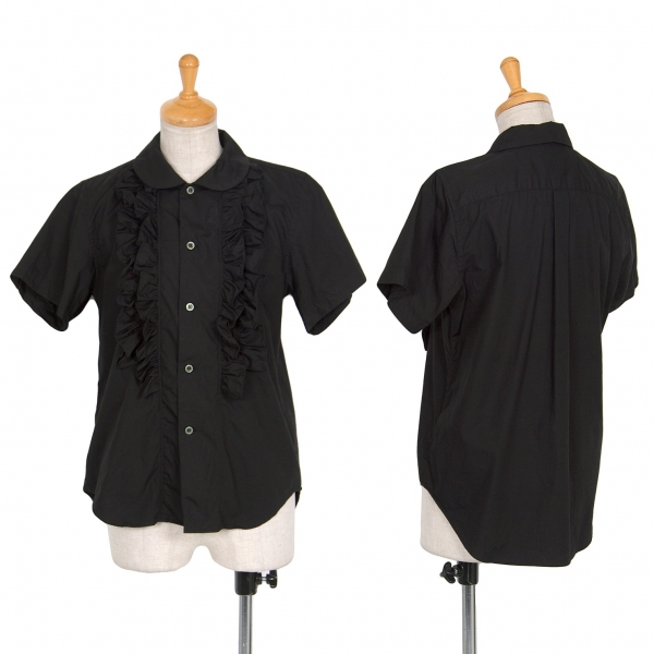 ブラック コムデギャルソンBLACK COMME des GARCONS フリル装飾半袖ブラウス 黒XS