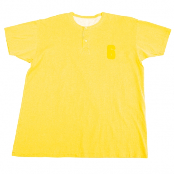 【SALE】パパスPapas ワッペンヘンリーネックTシャツ 黄M