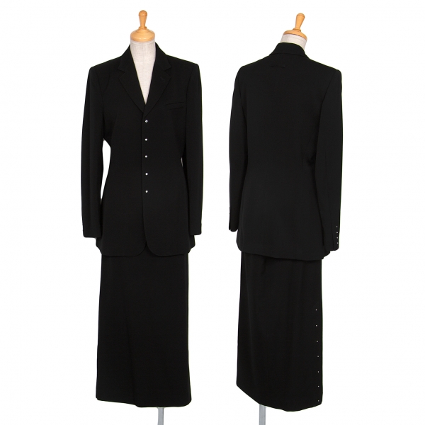 Jean-Paul GAULTIER FEMME Stone Button Skirt Suit Black 40 | PLAYFUL