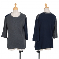  Y's Bi-color Switching Design T Shirt Grey,Navy 2