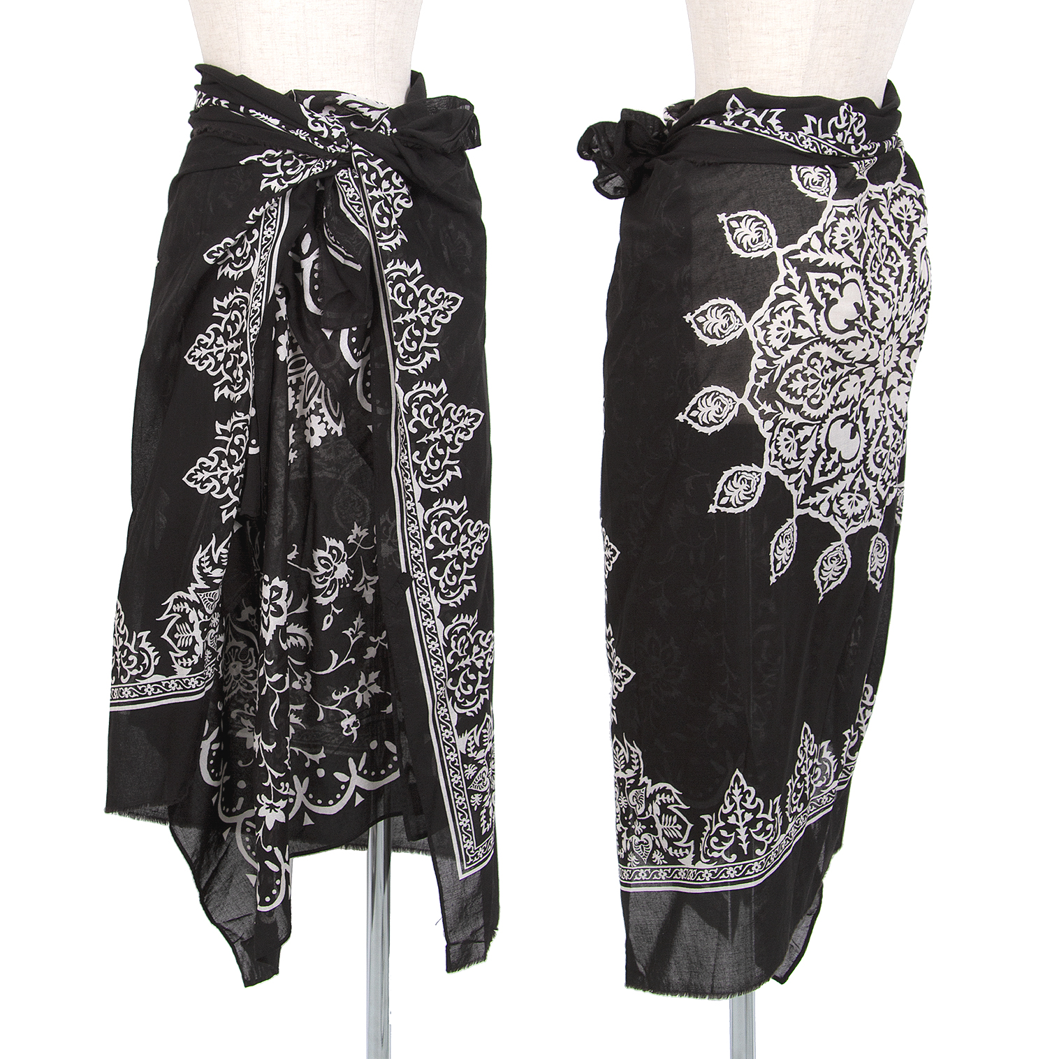 SALEワイズY's バンダナ継ぎデザインスカート 黒白2