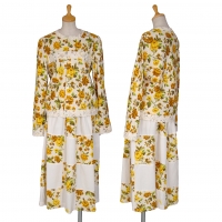  tricot COMME des GARCONS Lace Switched Floral Jacket & Skirt Yellow M/S