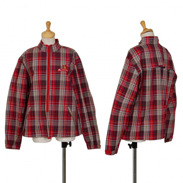 Mademoiselle NON NON Stand Collar Plaids Blouson Red M-L | PLAYFUL