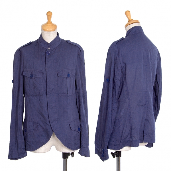 ワイズY's コットンウールシルク薄手ミリタリーシャツジャケット 青2