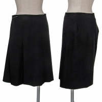  Y's Wool Gabardine Tuck Design Skirt Black 3