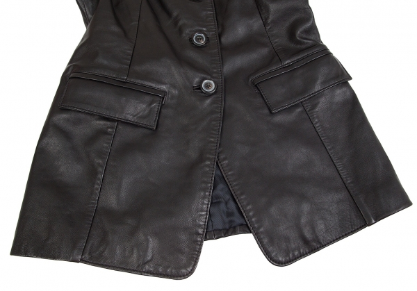 ANN DEMEULEMEESTER Lamb Leather Vest (Waistcoat) Black 38 | PLAYFUL