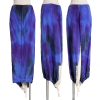  Y's Hem Cord Dyed Print Silk Skirt Blue 3