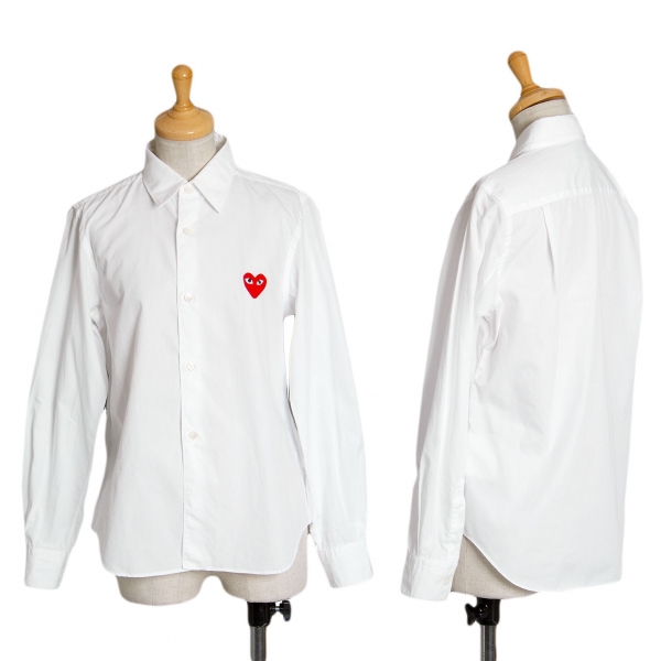 プレイ コムデギャルソンPLAY COMME des GARCONS コットンブロード胸ハートベーシックシャツ 白M