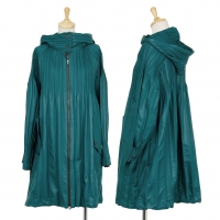  PLEATS PLEASE Pleats Hooded Zip Front Coat Green M-L