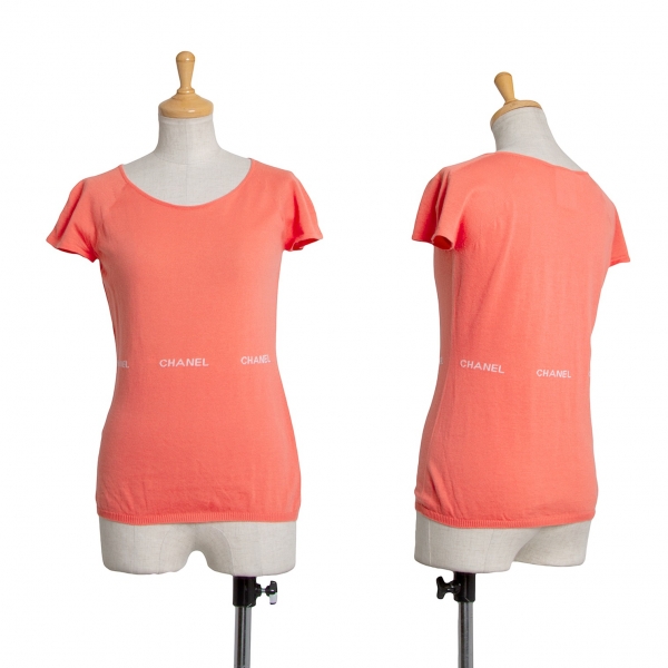 CHANEL Brand Logo French Knit T Shirt Pink 38