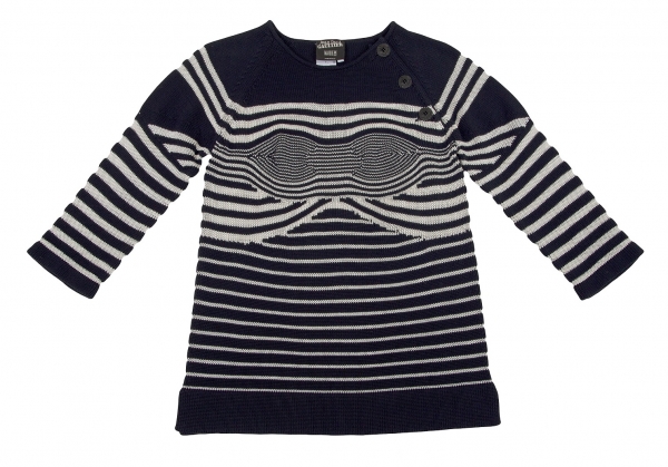 Jean Paul GAULTIER MAILLE FEMME Striped Design Knit (Jumper) Navy 