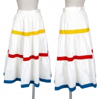  Yves Saint Laurent 3 Color Tape Switching Skirt White M