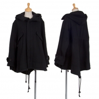  Y's Wool Tweed Zip Front Mods Coat Black 2