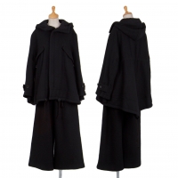  Y's Wool Tweed Zip Front Mods Coat & Wide Pants Black 2/3