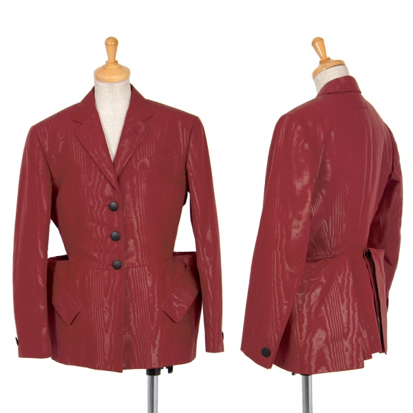 ジャンポールゴルチエファムJean Paul GAULTIER FEMME コットンポリ光沢デザインジャケット ワインレッド40