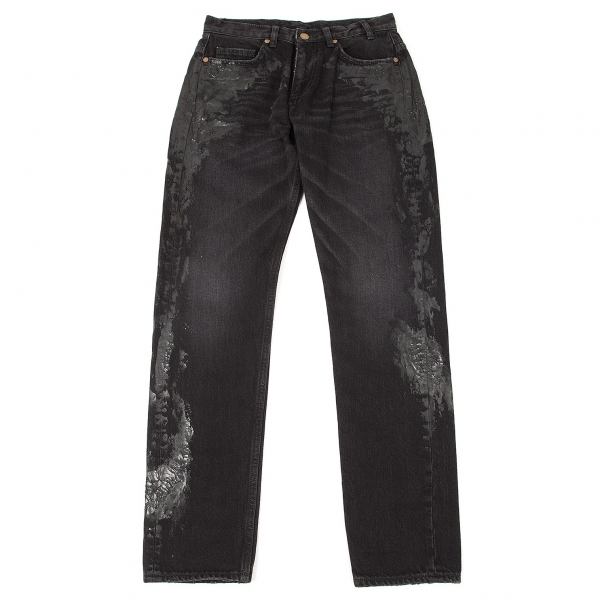 JIL SANDER Crack Coating Design Damage Jeans Black S | PLAYFUL