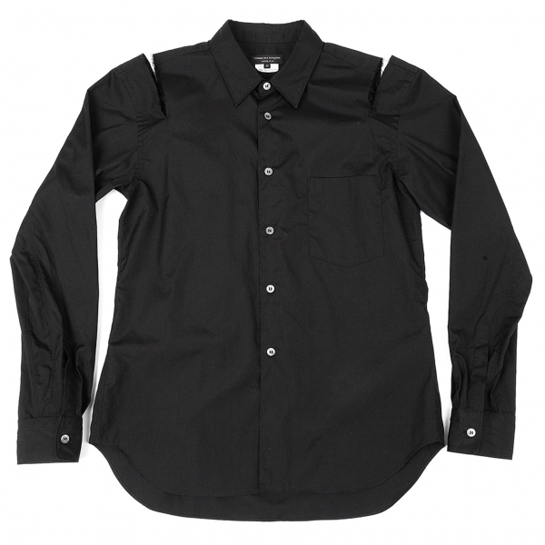 コムデギャルソン オムプリュスCOMME des GARCONS HOMME PLUS ショルダーカットオフデザインシャツ 黒XS