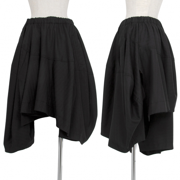 コムデギャルソンCOMME des GARCONS ウールストライプ変形スカートパンツ 黒XS