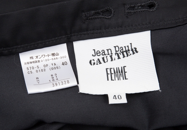 Jean-Paul GAULTIER FEMME Acetate Poly Drepe Neck T Shirt Black 40