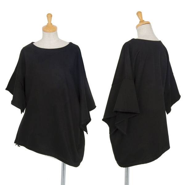 ワイズY's コットン天竺ワイドシルエット裾絞りTシャツ 黒2