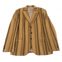  Y's for men Striped Linen Wool Jacket Brown 3