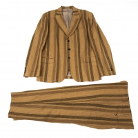  Y's for men Striped  Linen Wool Jacket & Pants Brown 3