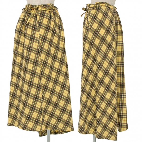 ワイズY's タータンチェックフィッシュテールスカート 黄3