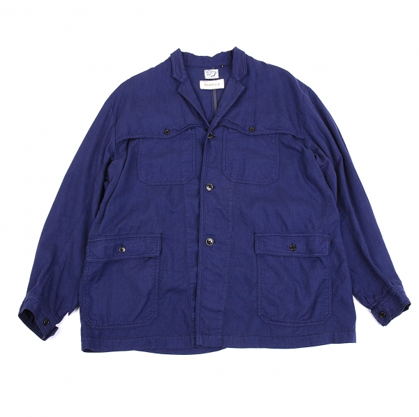 オアスロウorSlow × fennica ポケットデザインワークジャケット 青3