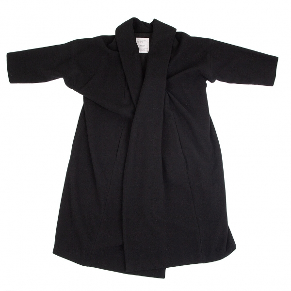 Yohji Yamamoto FEMME Wool Kimono Coat Black S | PLAYFUL