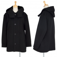  Y's Wool Hooded Zip Jacket Black 1