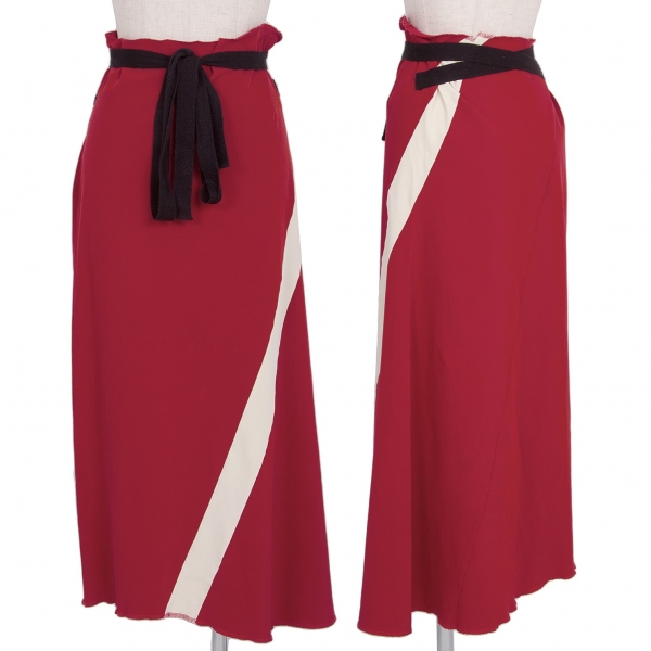 トリココムデギャルソンtricot COMME des GARCONS バイアスラインデザインストレッチスカート 赤白M位