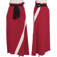  tricot COMME des GARCONS Line Design Asymmetrical Stretch Skirt Red,White S-M