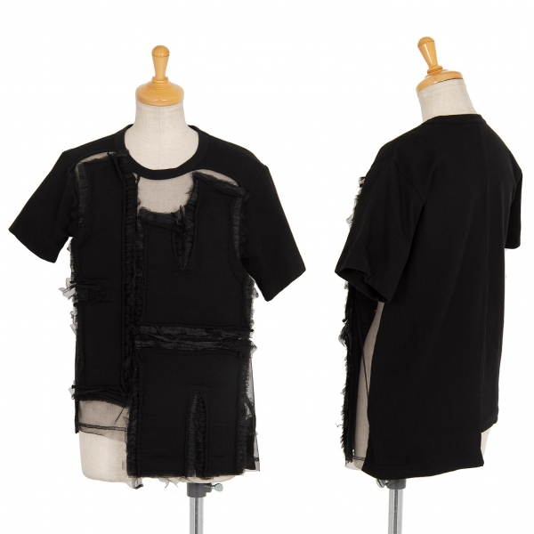 コムデギャルソンCOMME des GARCONS フロントフリルパネル切替Tシャツ 黒XS