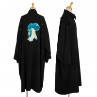  Yohji Yamamoto NOIR Back Printed Wool Gabardine Coat Black 1