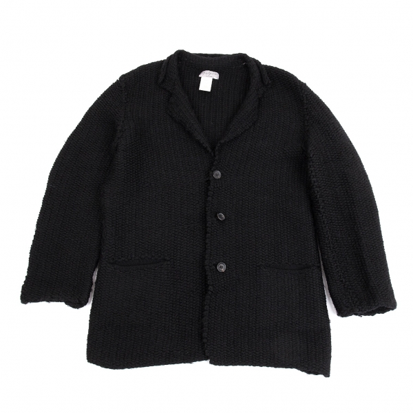 Yohji Yamamoto POUR HOMME Wool Knit Jacket Black 4 | PLAYFUL