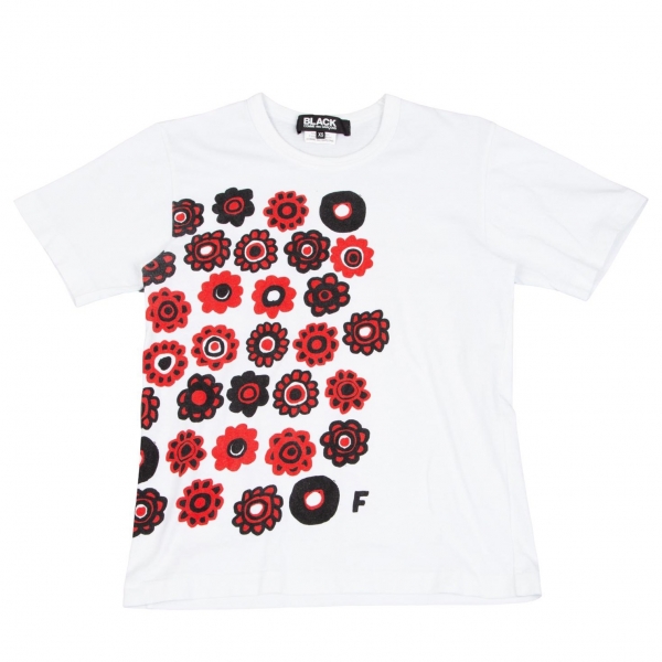 BLACK COMME des GARCONS Floral Printed T Shirt White XS | PLAYFUL