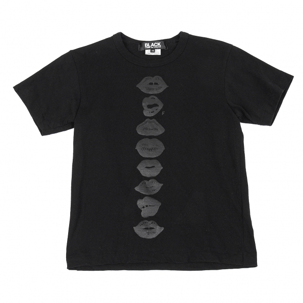 ブラックコムデギャルソンBLACK COMME des GARCONS リッププリントTシャツ 黒XS