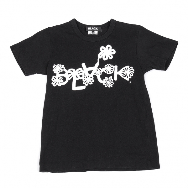 ブラックコムデギャルソンBLACK COMME des GARCONS フラワーロゴプリントTシャツ 黒S