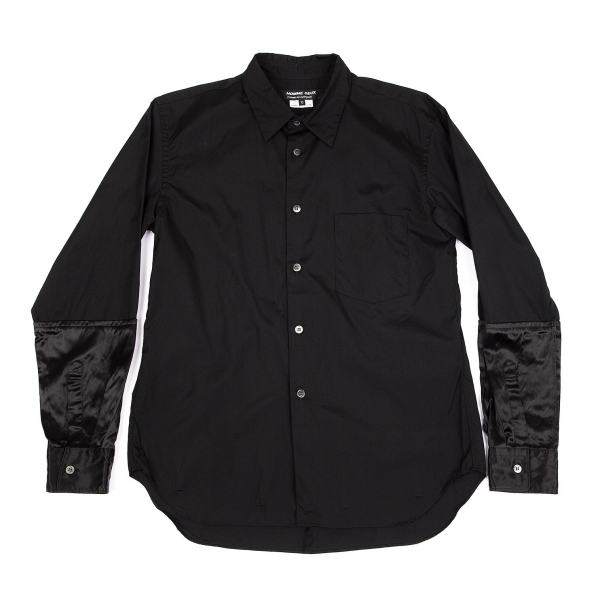 コムデギャルソン オムドゥ COMME des GARCONS HOMME DEUX サテン袖切替コットンシャツ 黒XS