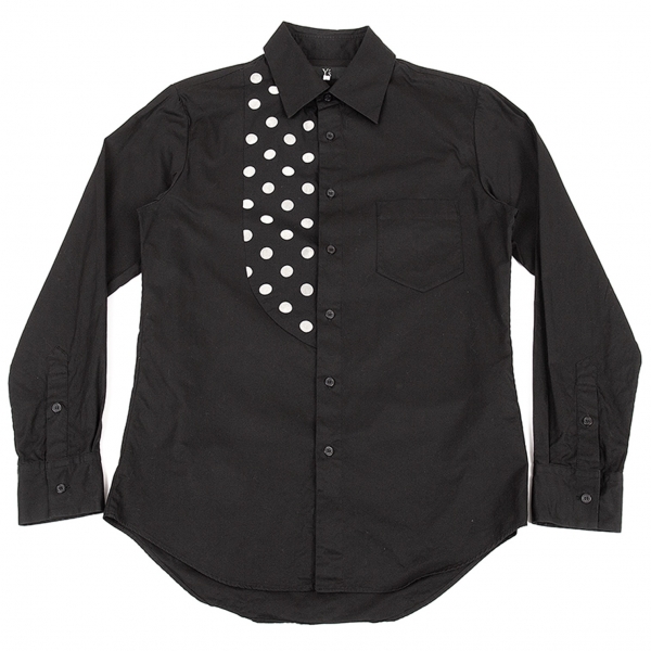 ワイズフォーメンY's for men ドットプリント切替デザインシャツ 黒白2