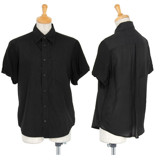 ワイズY's キュプラ切替半袖コットンシャツ 黒2