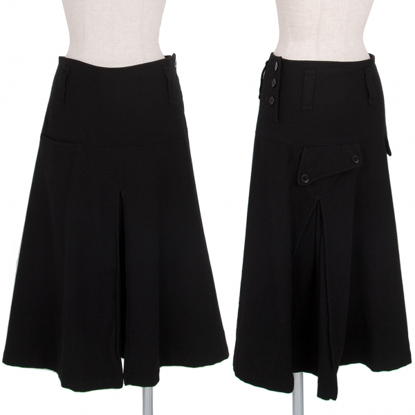 ワイズY's フラノ切替デザインスカート 黒1