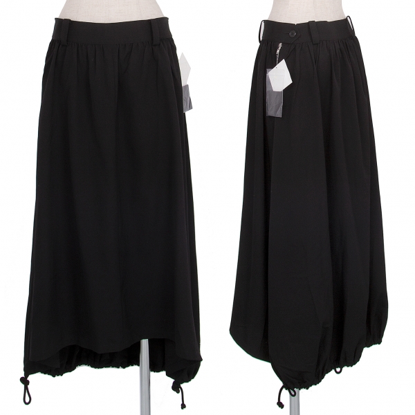ワイズY's ウールギャバハーフ裾絞りスカート 黒2