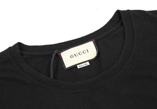 GUCCI Printed Damage Design T Shirt Black S | PLAYFUL