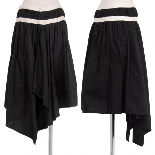 ワイズY's テーピングギャザースカート 黒1