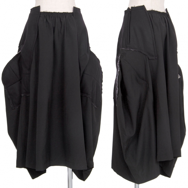 コムデギャルソンCOMME des GARCONS ウール切替デザインスカート 黒M