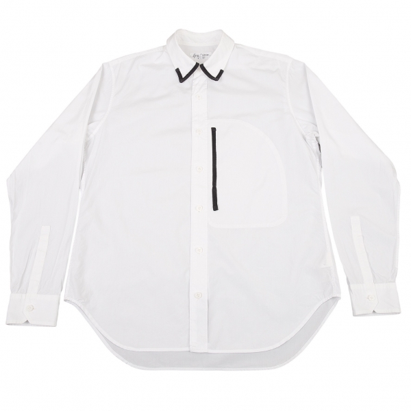 ヨウジヤマモト プールオムYohji Yamamoto POUR HOMME コットンブロードパイピングデザインシャツ 白黒3