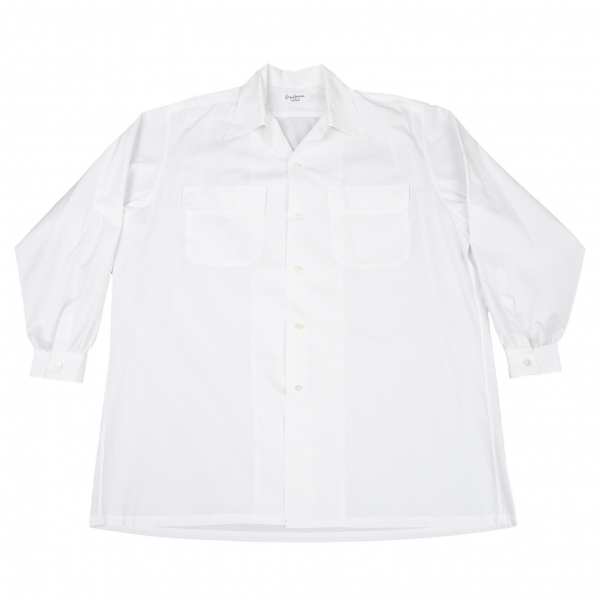 ヨウジヤマモト プールオムYohji Yamamoto POUR HOMME ブロードフラップポケットオープンカラーシャツ 白M