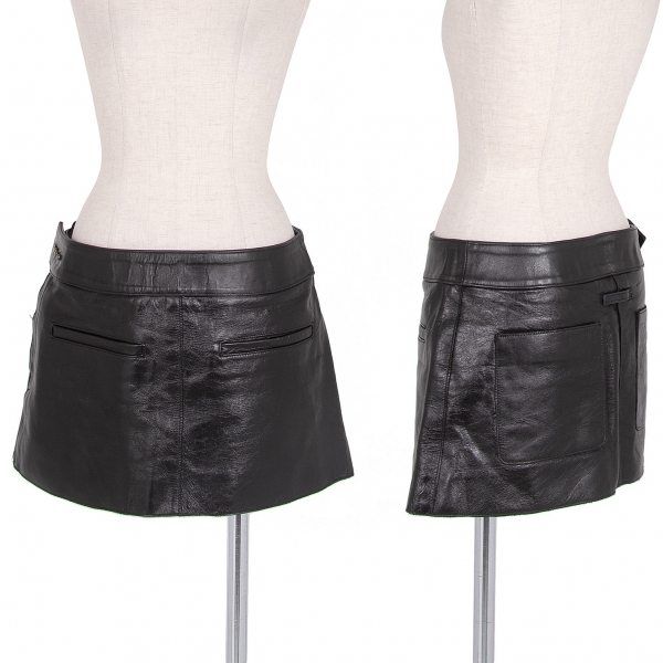 Jean-Paul GAULTIER FEMME Cow Leather Mini Skirt Black 40 | PLAYFUL